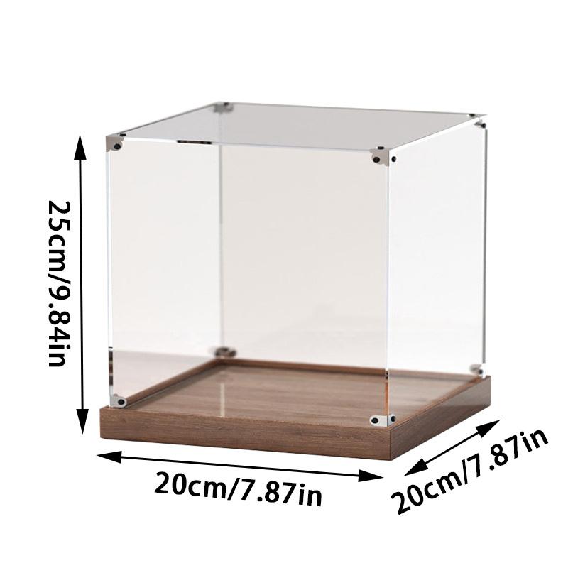 Wooden Bottom Storage Box Window Acrylic Toy Gundam Building Block Box Glue-Free Dust Cover