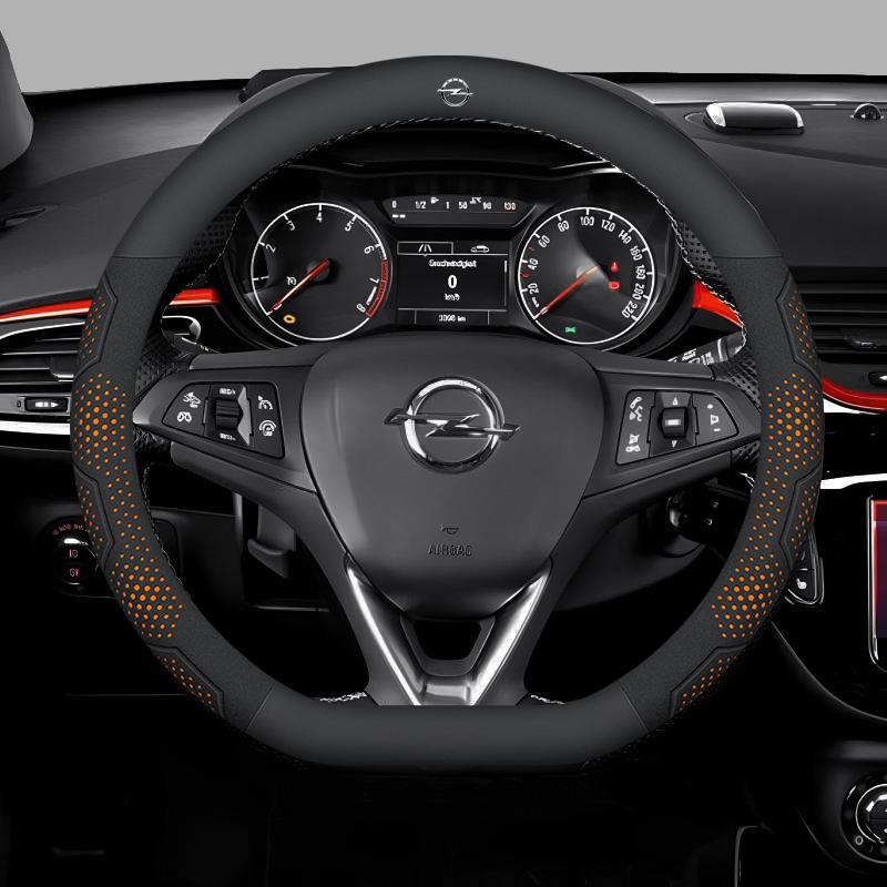 For Opel OPCline ASTRA CORSA INSIGNIA MOKKA VECTRA GTC Tigra Carbon Fiber Suede Leather Car Steering Wheel Cover Accessories