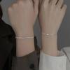LATS 2PCS Simple Bracelet Set for Couple Unisex Women Men Lover Crystal Heart Gold Chain Bracelets Trend Jewelry