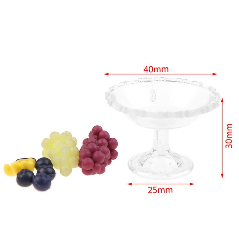 1Set 1:12 Dollhouse Miniature Dessert Pan Cake Stand Fruit Tray W/Fruit Simulation Ornament Model House Decor Toy
