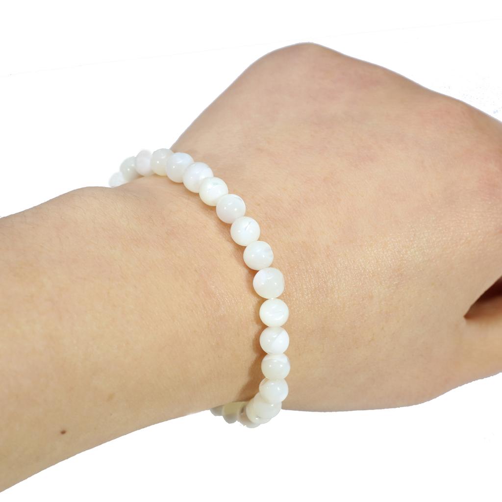 1Pc 4x8mm Round Beads Bracelet Natural Shell Bracelets for Women Men Jewelry Gifts Total Length 18cm