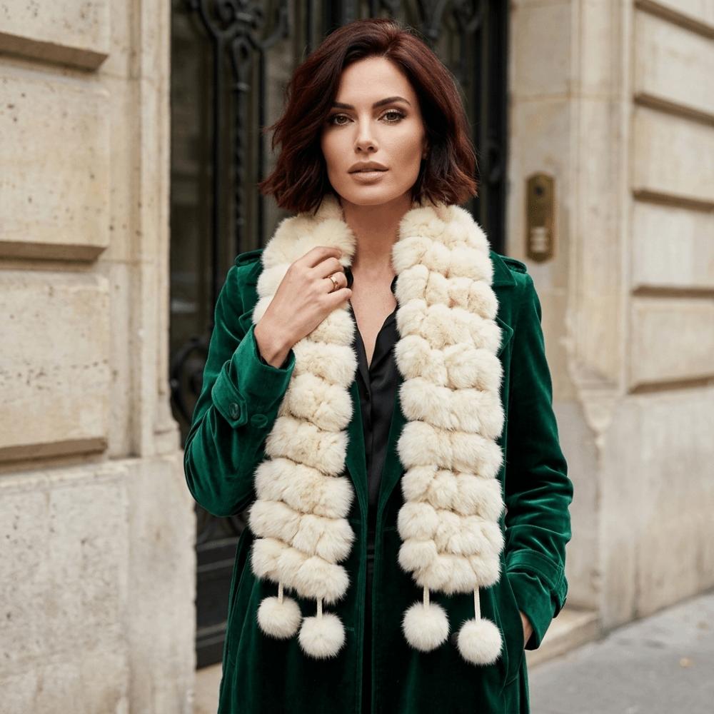 Double-Sided Fur Scarf Luxury Fur Winter Scarf Muffler Fashionable Long Scarves Outdoor Use