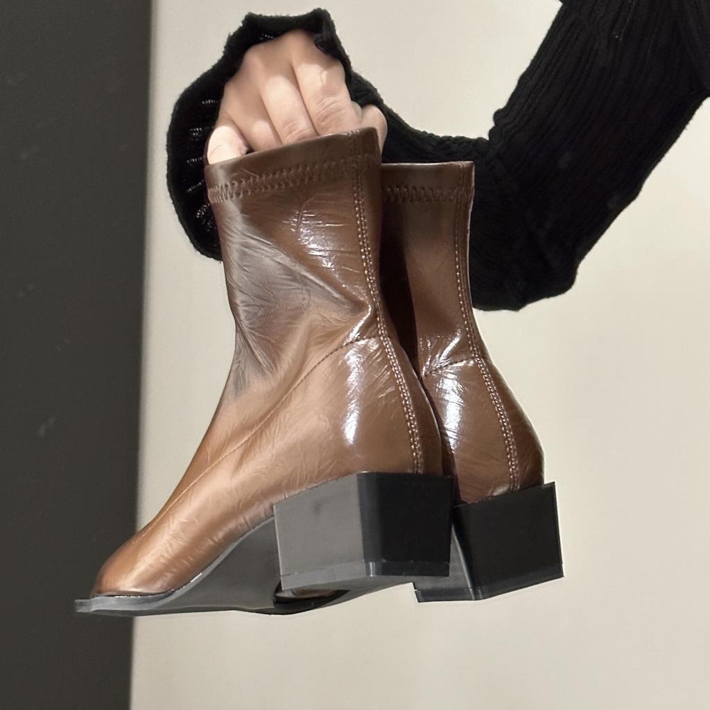 Fashion 2025 Autumn Women Ankle Boots Shoes Fashion Pointed Toe Ladies Short Boot Square Low Heel Casual Winter Women's Footwear
