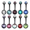 10PCS Belly Button Rings Double Multi- Zirconia Stainless Steel 14G Navel Jewelry