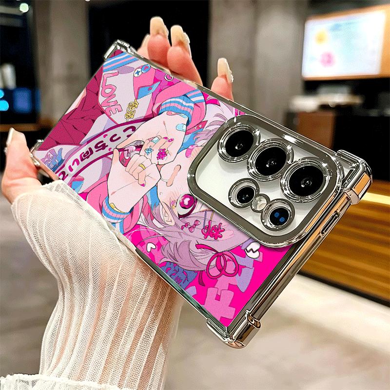 Anime Kwaii Girl Ins Style Plating Phone Case For Samsung Galaxy S24 S25 FE S26 Edge S23 Ultra S22 S21 Plus S20 Anti-Fall Airaba
