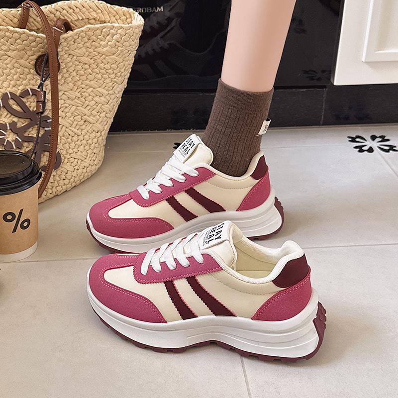 Women Sneakers Autumn Spring Thick Bottom Women Shoes Casual Patchwork Leather Sneakers Outdoor Casual Vulcanize Shoes Ladies