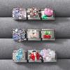 Fashion Cherry Flower Heart Star Dreamy Shiny Zircon Y2K Italian Charm Links Fit 9mm Bracelet Stainless Steel DIY Making Jewelry