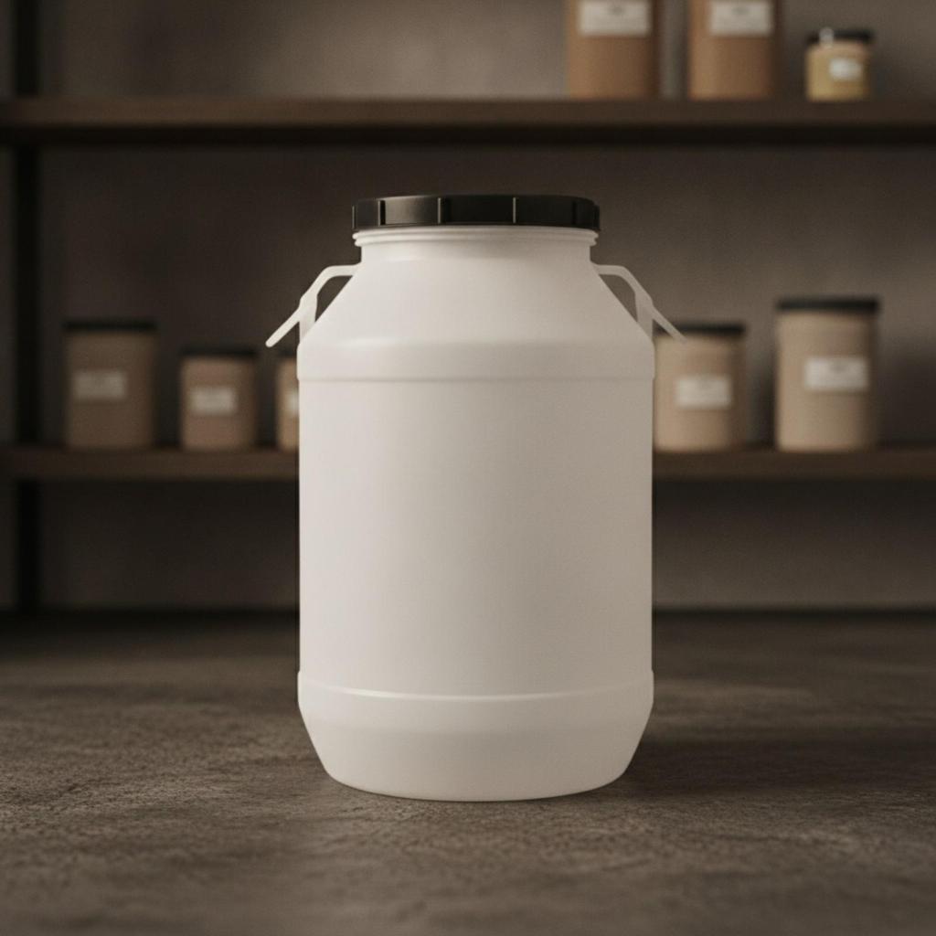 FoodGrade Barrel with Lid | Secure Lidded Opening, Food Grade Storage Barrel, for Utility Room White