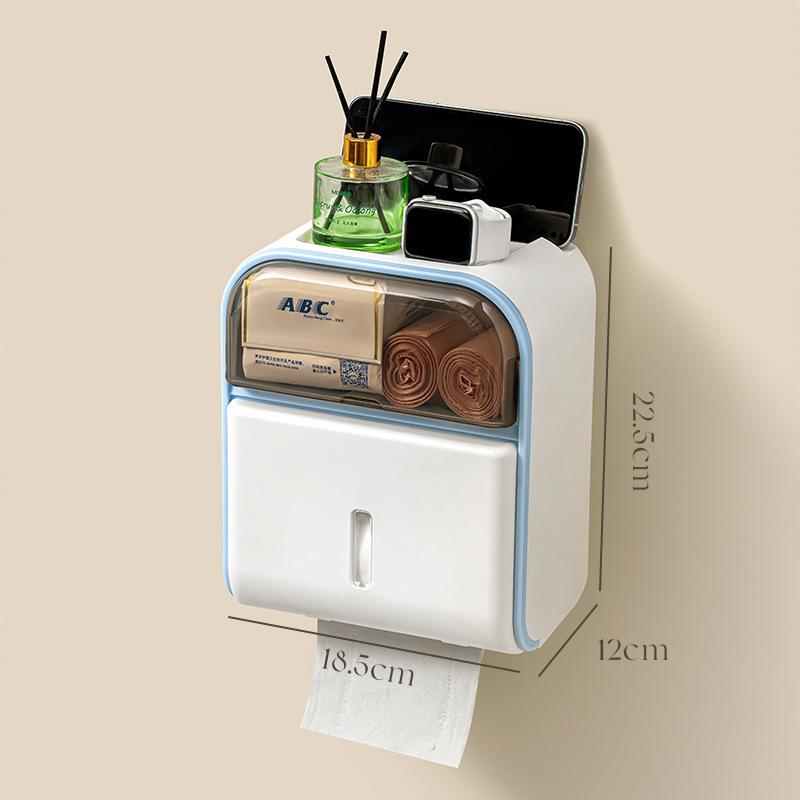 Cream style toilet tissue box, wall mounted, high-end, waterproof, no drilling, high-end hand wiping toilet paper box
