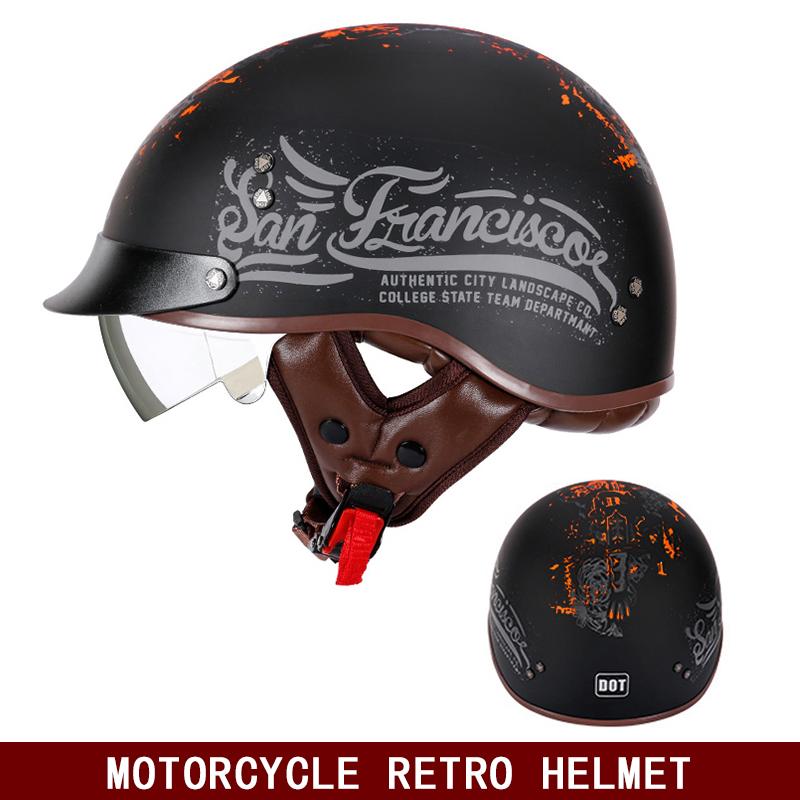Motorcycle semi-helmet electric portable retro helmet men s and women s day American cruise pedal Prince ladle helmet summer M