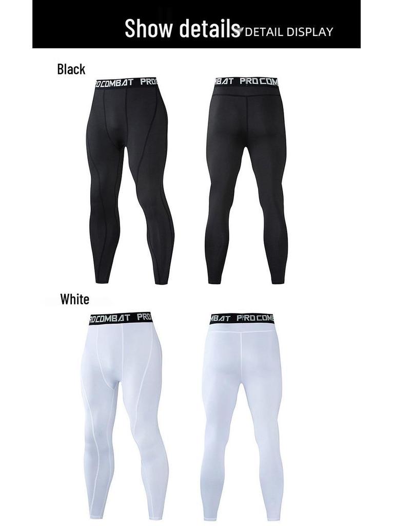 Men's Quick-Dry Compression Sports Pants: Tight, Breathable, High Elasticity for Basketball, Football, Running, and Fitness Training.