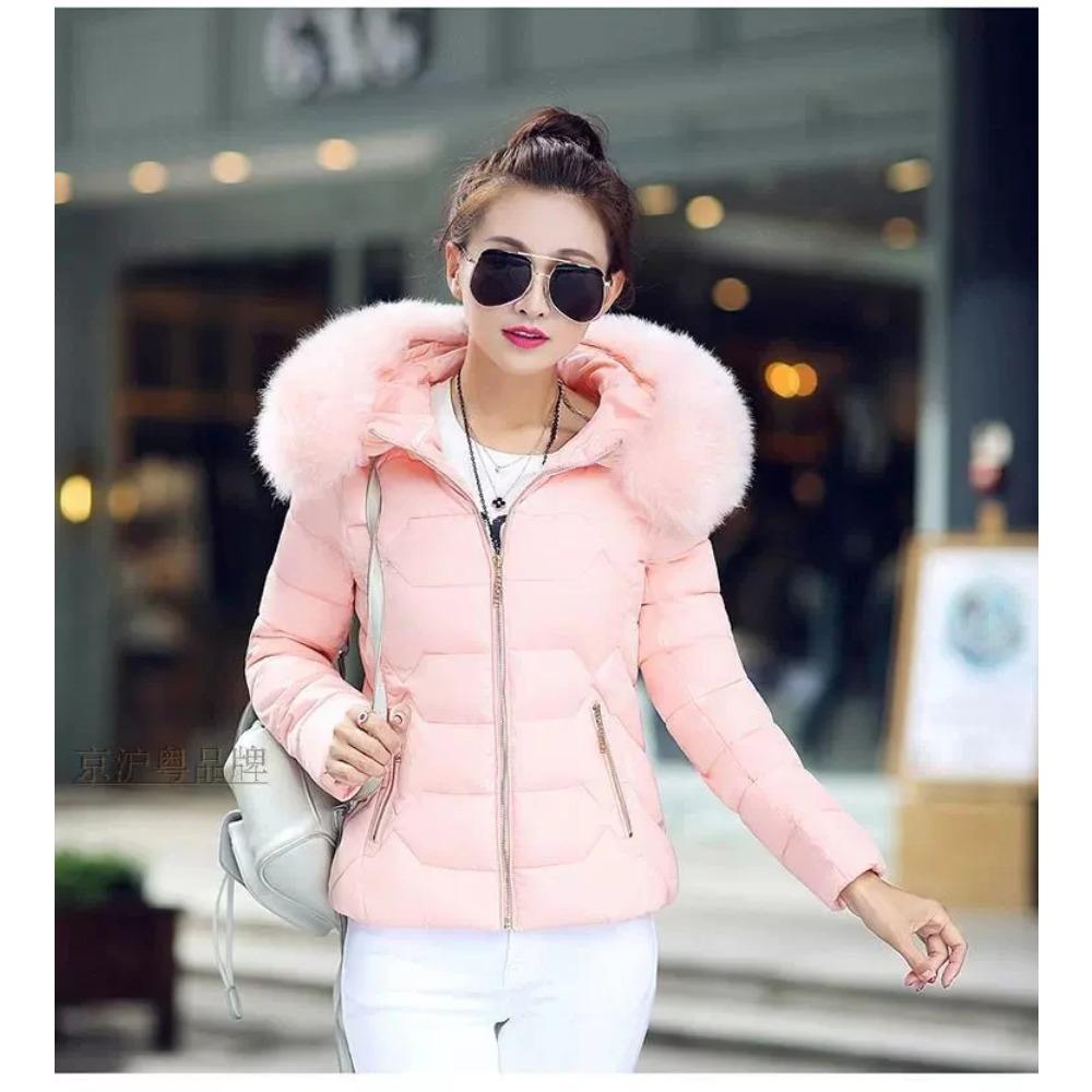 Women Short Cotton Coat Large Fur Collar Parkas Large Size Women's Cotton Padded Jacket