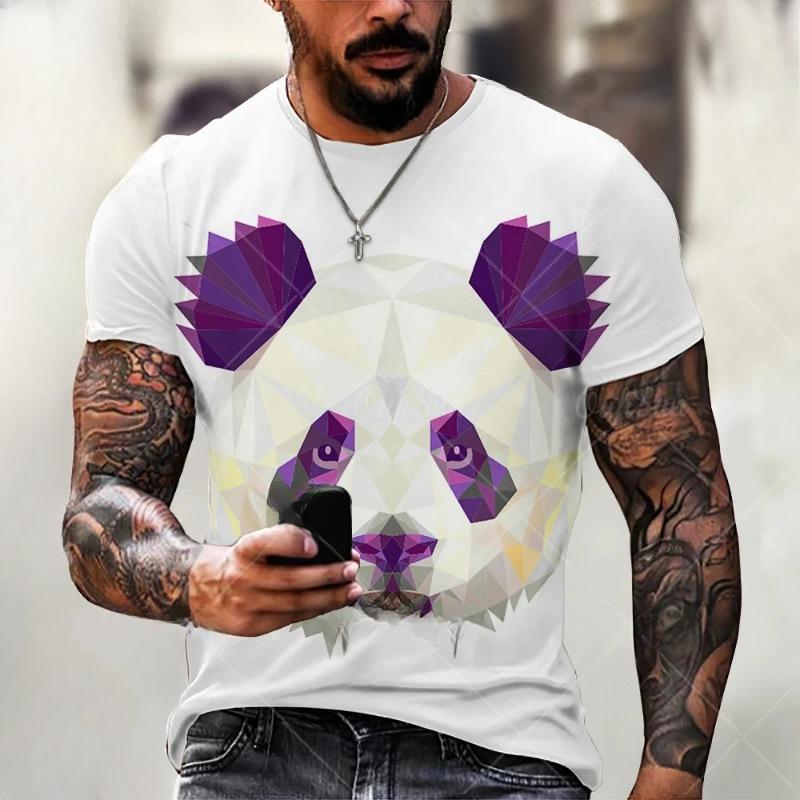 New Fun Animal Panda Pattern Men's T-Shirt Printed T-Shirt Fashion Round Neck Plus Size Short Sleeve Personalized Men's T-Shirts