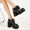 Fashion 10cm Chunky Pumps Plus Size 35-43 Platform High Heels Loafers Women Patent Leather Slip on Jk Uniform Shoes Zapatos De Mujer