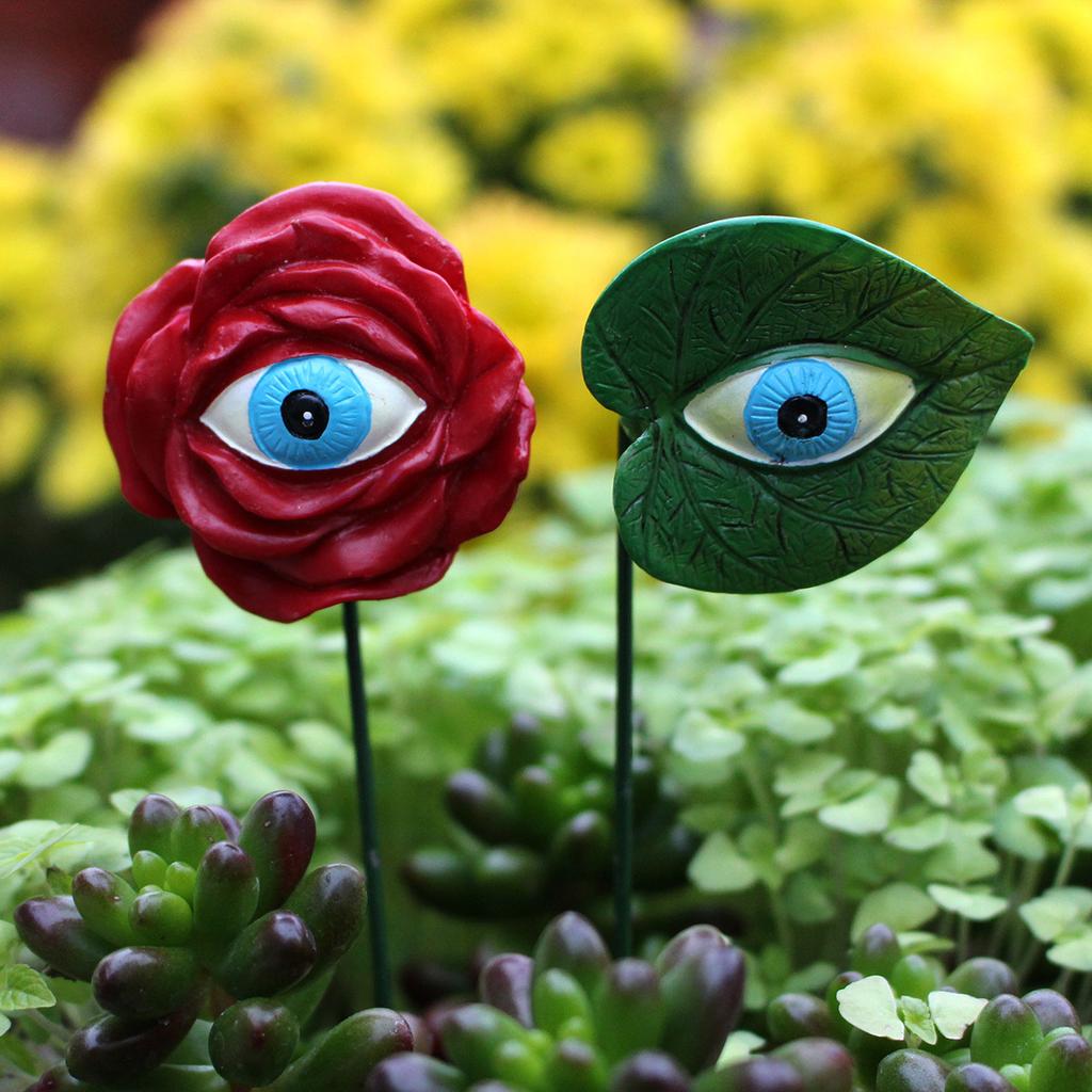Outdoor Garden Patio Colorful Simulation Eyes Set Of 6 Flower Arrangement Rustic Resin Insert Decorative Ornament
