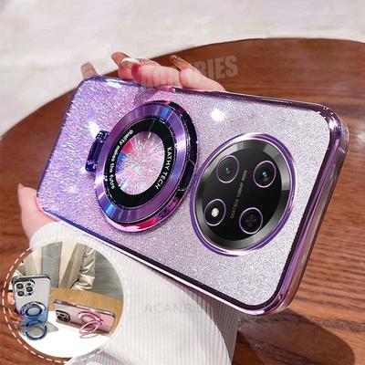 Custodia in silicone con supporto placcato glitterato Magic7lite per Huawei Honor Magic 7 5 6 Magic6 Magic7 Lite X9c X9b X9a
