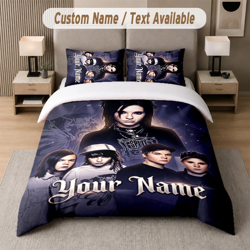 Tokio Hotel 3Pcs Bedding Set, Personalized Custom Name Text, 1 Duvet Cover & 2 Pillowcases For Bedroom