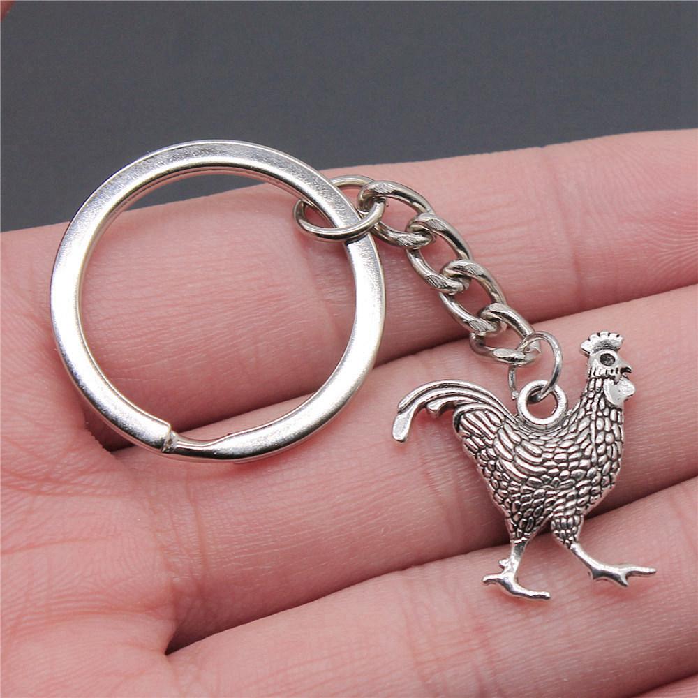 Poultry Farm Chicken Rooster Keychain for Men High Quality Initial New Year Gift Hip Hop Bag Accessory
