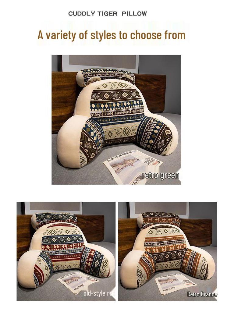 Ethnic Style Soft Bed Head Cushion Pillow – Large Backrest for Reading, Lumbar Support, Pregnancy Comfort