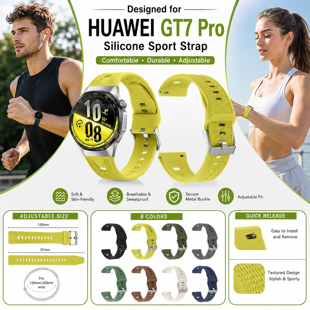 Durable Sports Band for Huawei Watch GT 7 Pro GT 6 Pro Waterproof Silicone Strap Adjustable Wristband Gear for Replacement