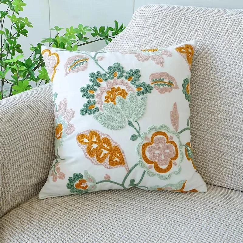 1 Pc Non Embroidered Floral Cushion Cover Boho Colorful Flower Throw Pillow Case For Sofa Couch Living Room Farmhouse Home Decor