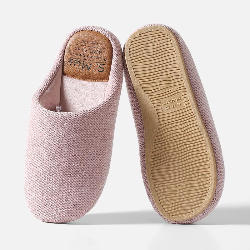 Chenille Men's Indoor Half-Covered Heel Non-Slip Cotton Slippers for Couples