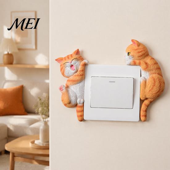 Cubierta de Interruptor de Luz de Gato Pegatina 3D, Placa de Pared Decorativa de Resina, Pegatinas Decorativas de Animales Lindos, Decoraciones Peel And Stick para el Hogar Dormitorio