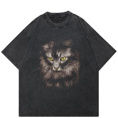 Streetwear Γραφικό T-shirt με Γάτα Βαμβακερό T-shirt Unisex Τοπ Μπλουζάκια Κοντομάνικο T-shirt