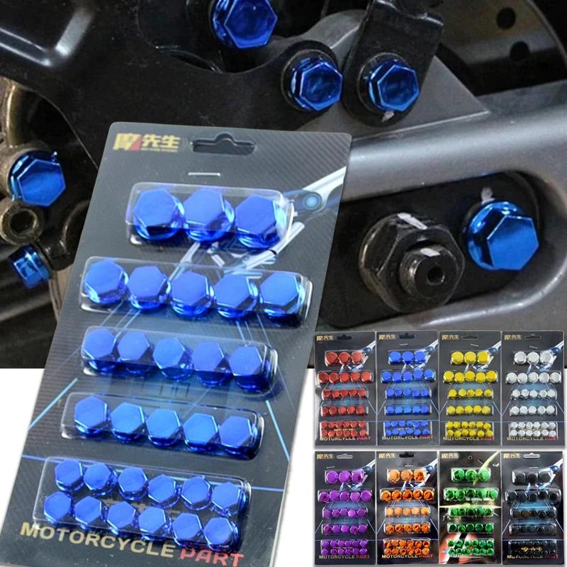 30 stk Motorsykkel Skrue Dekorasjonsdeksel Platering Hette for Bil Motor Scootere Elektrisk Farget Mutterdeksel Motorsykkel Tilbehør