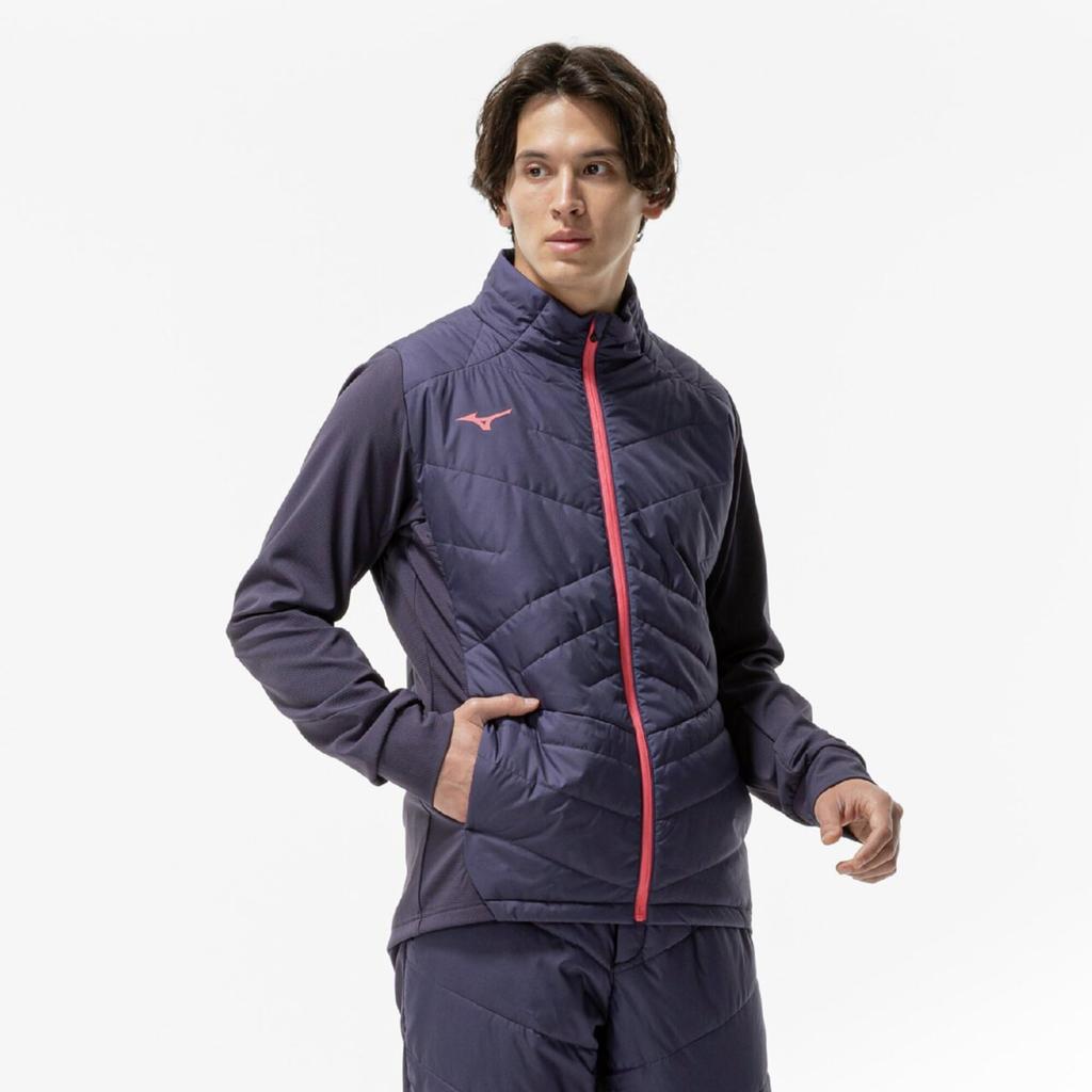 Mizuno Techfill Breath Thermo Training Light Navy Jacket, Heat-Generating Material, Water-Repellent, 32MEC535,