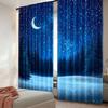 2Pcs Moon Curtain Winter Season Wonderland Starry Sky Night Forest Landscape Scenery For Bedroom Living Room And Dining Room B