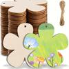 20pcs DIY Wooden Flower Hanging Ornaments - Blank Craft Disks for Holiday Trees, Valentine'S Day, Weddings & Birthdays