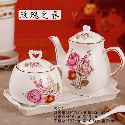 Kitchen Supplies Ceramic Seasoning Jar White Seasoning Tank with Lid with Spoon Pepper Salted Refined Sugar Seasoning Box