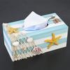 Mediterranean Wooden Tissue Box Restaurant Cafe Napkin Tray Home Decoration(starfish)