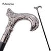 Silberner Totenkopf Blumenkopf Gehstock Mode Dekorativer Spazierstock Gentleman Elegant Cosplay Stock Knauf Krummstab 93cm