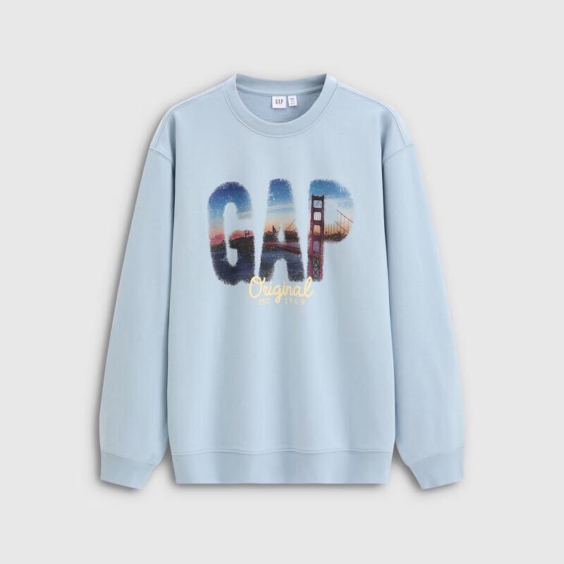 GAP Unisex Logo Print Loose Fit Long Sleeve Sweatshirt