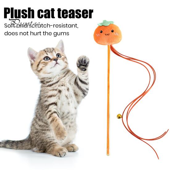 Cat Tease Stick Toy Interactive Bite-Resistant Plush Cartoon Fruits Cats Stick Attracts Attention Kitten Teaser Wand Toy for Playing