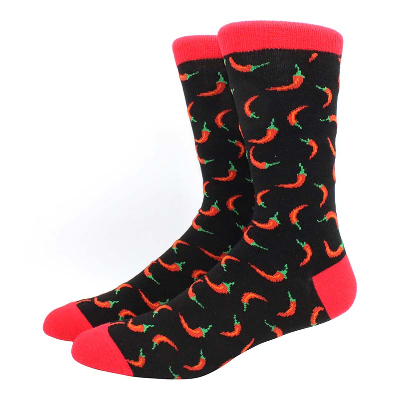 High Quality Combed Cotton Socks food Pattern Long Tube Funny Happy Men Socks Novelty Skateboard Crew Casual Crazy Socks
