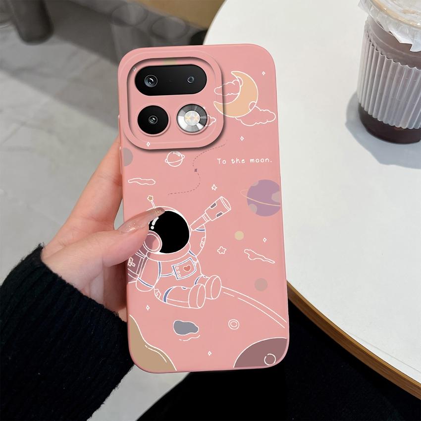 For Oppo Realme 16 15 14 Pro Plus OPPO Reno 15 Pro A6X A83 A79 A78 A96 A95 A94 A93 A92 A91 Phone Case Lovely Astronaut Soft Liquid Silicone Back Cover