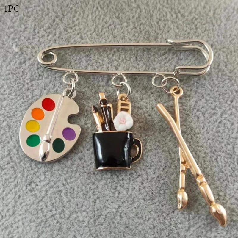 

1 шт. Индивидуальная брошь, кулон художника, палитра, кисть для рисования, брошь-подвеска, учитель, ученик, креативные ювелирные изделия, подарки
