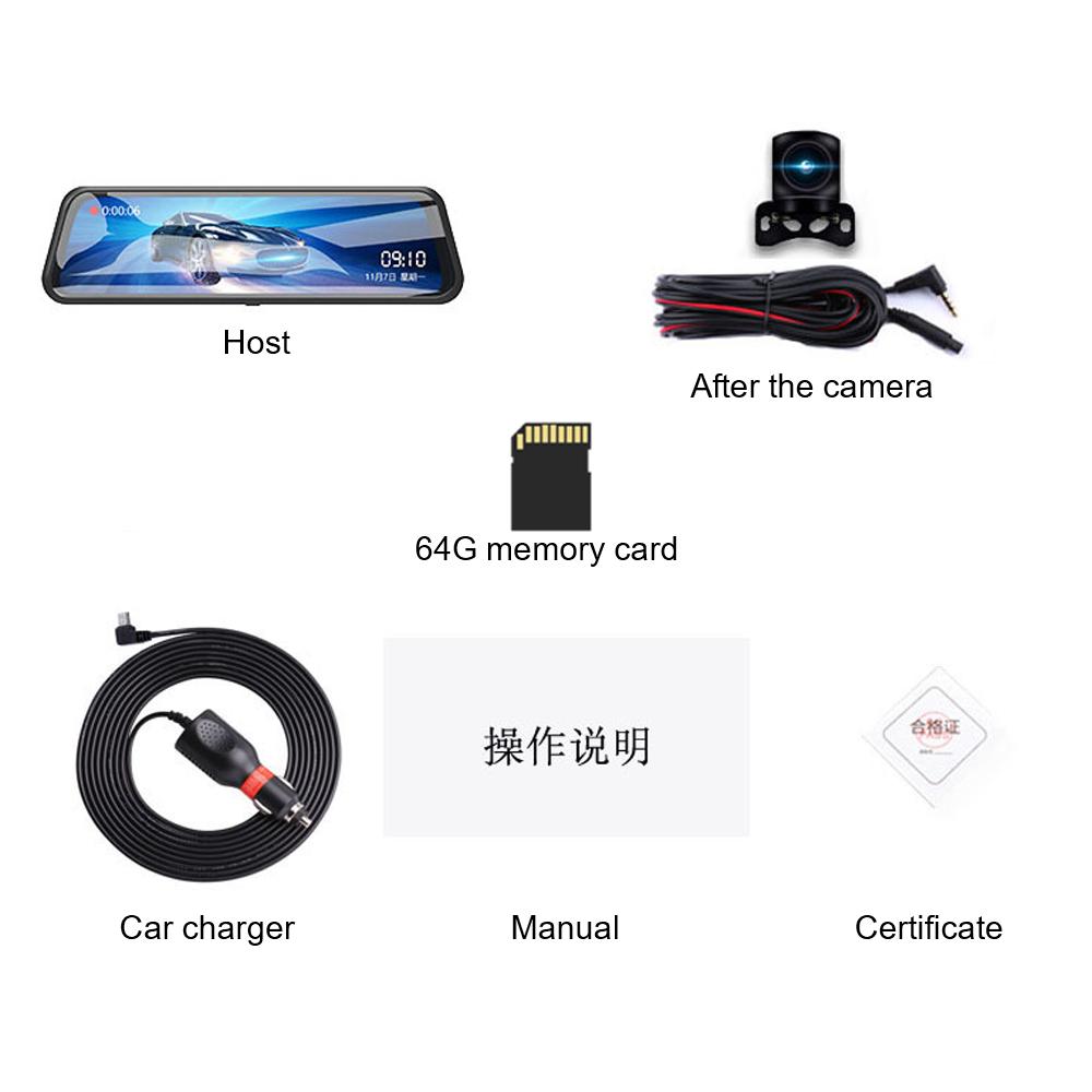10 inch Mirror Camera for Car Touch Screen Video Recorder Rearview mirror Dash Cam Front and Rear Camera Mirror DVR Black Box