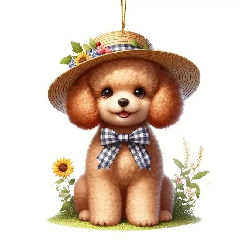 

Акриловый Очаровательный Мультяшный Цветок Собака Подвесной Декор Яркий Аксессуар Для Стиля Автомобиля 1