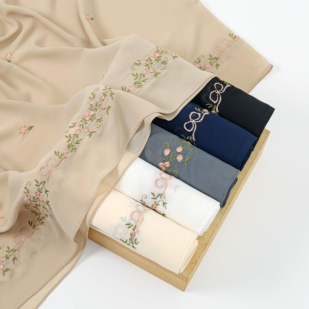 Chiffon Material Women Lace Shawl Plain Summer Femme Shawl Head Wrap Turban  Ramadan Season
