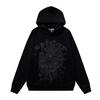 Mens Oversized Hoodie With Foil-Printed 55555 Letter Graphic Streetwear Cotton Fleece Sweatshirt Winter