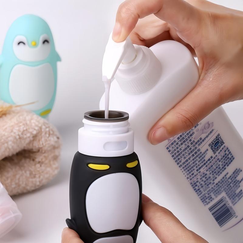 Cartoon Penguin Shaped Bottle Packaging,Press on Storage Bottle,Can Hold Shower Gel and Shampoo,Travel Accessories