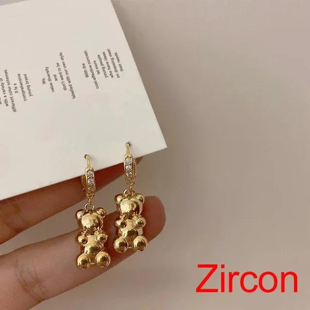 Cute Acrylic Candy Gummy Bear Dangle Earrings for Women Rainbow Bear CZ Hoop Earrings 2022 Korean Fashion Sweet Girl Zircon