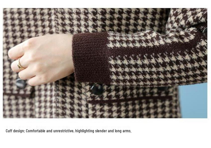 Women's Korean Houndstooth Hooded Coat - Fashionable, Age-Reversing, Casual Top for Autumn and Winter