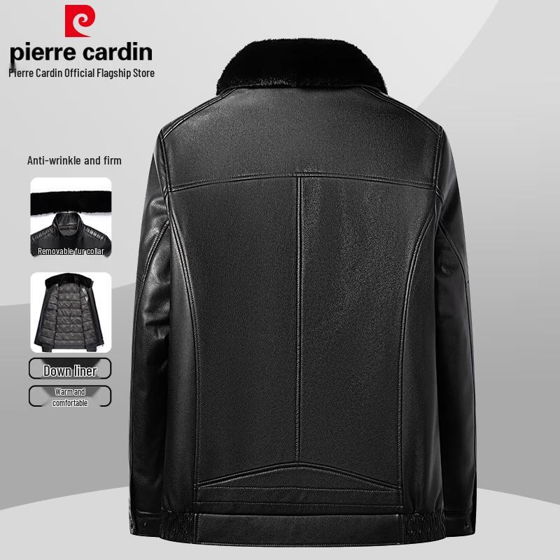 Pierre Cardin Men's Business Casual Faux Leather Jacket with Removable Down Liner