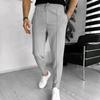 Men's Spring Solid Color Casual Waffle Sports Pants Youth Straight Micro-stretch Wear Pants