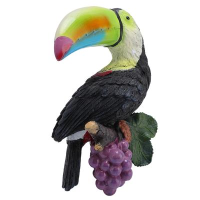 Toucan Tree Hugger Tree Decor Hanging Garden Statue Multicolor Resin Tropical Exotic Bird Sculpture